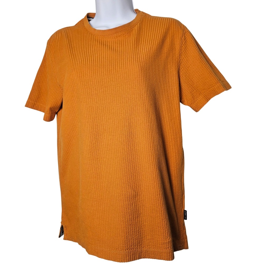 Ted Baker London Mens Rakes Ribbed Waffle Knit‎ T-Shirt Orange Mustard Size 1 S